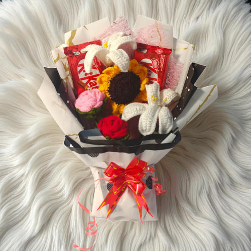 Custom Gift Basket with Handmade Flowers - Gift Basket Price RS 1200 in Nepal - koseliqueen fuzzy wire arrangements Kathmandu