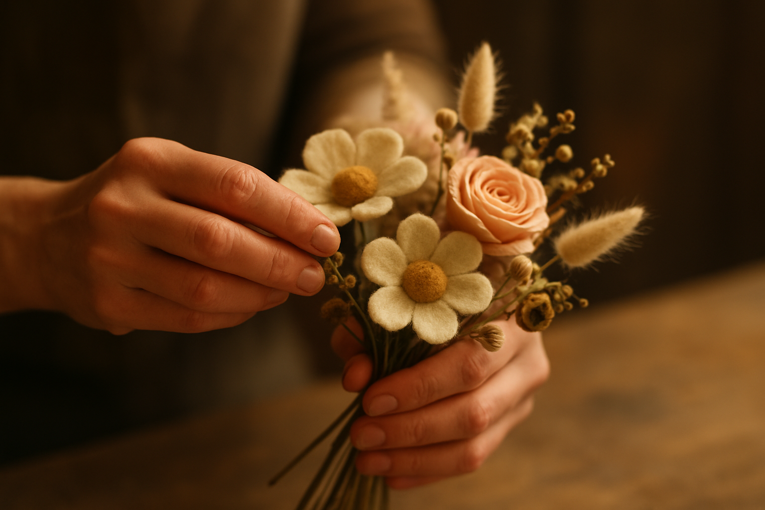 koseliqueen artisan crafting beautiful handmade flower bouquets in Kathmandu, Nepal - custom floral arrangements and fuzzy wire flowers